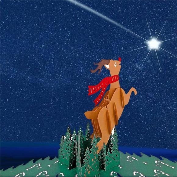 10 Pack 3D Christmas Cards Handmade Holiday Greeting Cards 3D Design Deer Cards - Picture 3 of 5